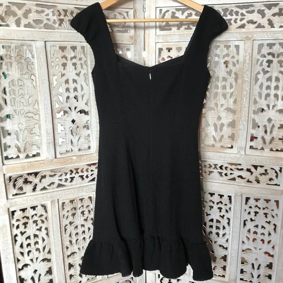 NWT Rebecca Taylor Black Cap Sleeve Texture Dress 4 - Picture 7 of 16
